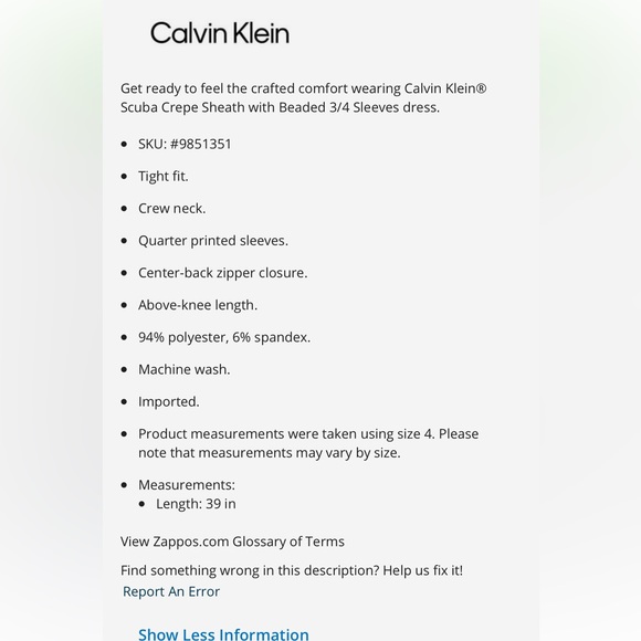 Women's Calvin Klein Scuba Crepe Sheath with Beaded 3/4 Sleeves - Picture 11 of 12